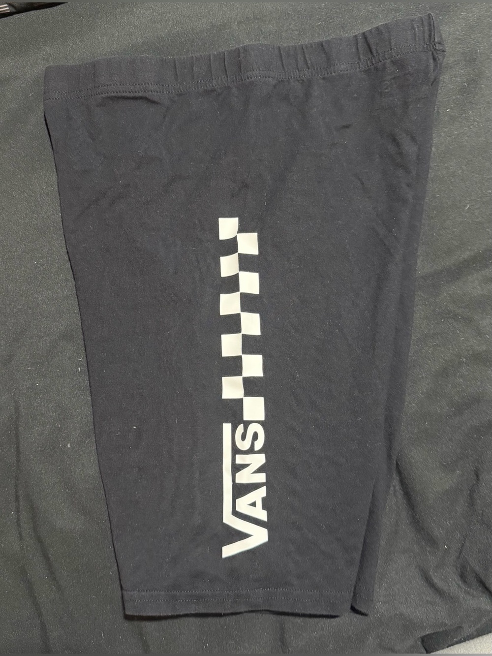 Vans Black Biker Shorts with White Checker Stripe